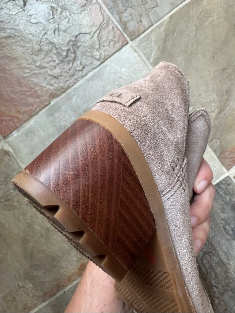 SOREL Cate Cut-Out Waterproof Suede Booties Ash Brown Size 6.5 Pristine